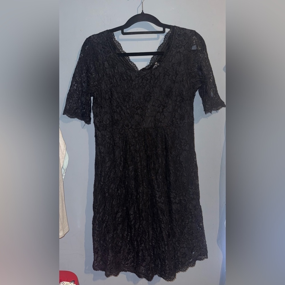 Motherhood Maternity Black Lace Dress – Size Medium